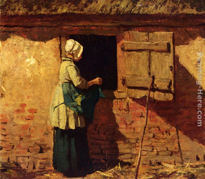 Anton Mauve A Peasant Woman By A Barn